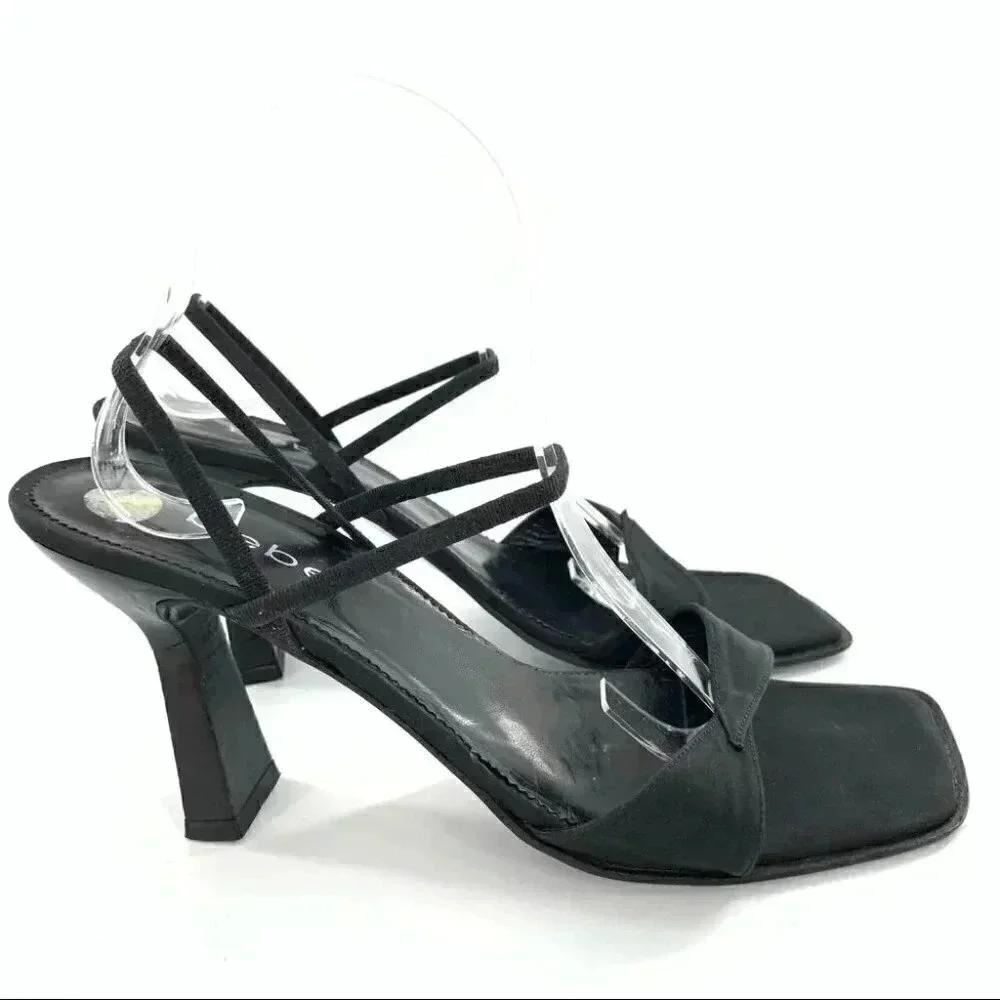 Bebe heels size 10 black stain square toe formal vintage Y2k minimalist party